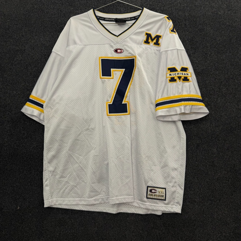 Vintage Colosseum Michigan Wolverines Football Jersey White Navy 7 Mens XL